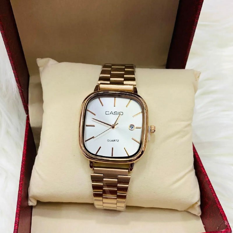 Casio Vintage Gold-White watch – unisex stainless steel timepiece with white dial