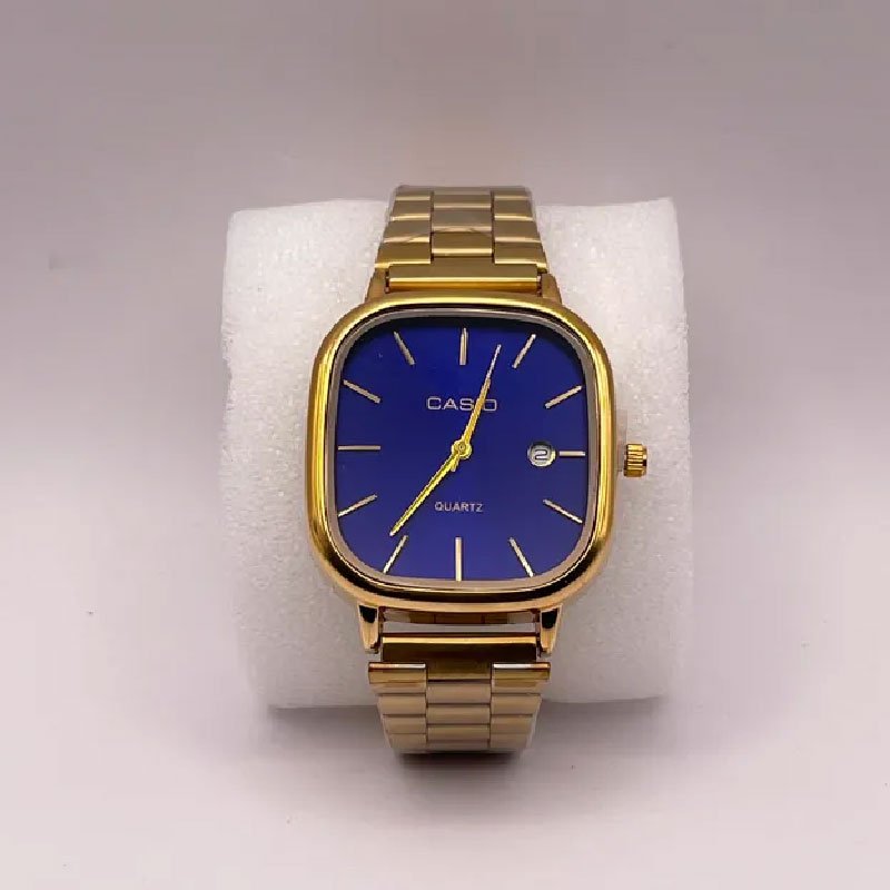 Casio Vintage Gold watch with blue dial – classic unisex stainless-steel timepiece for everyday style