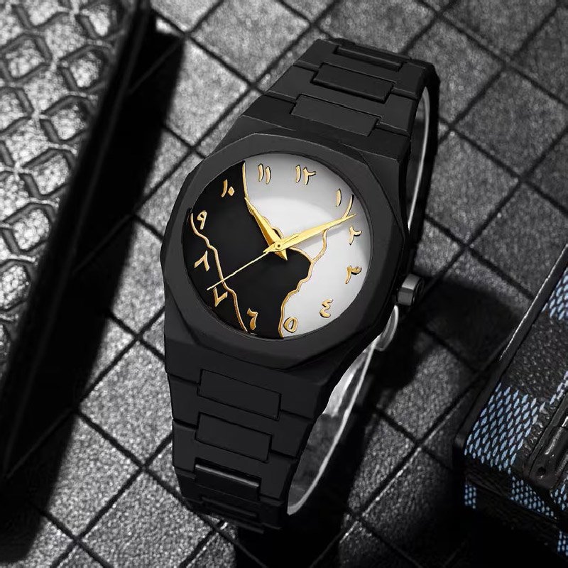 Valenzo Arabic Aura Quartz watch black dial with Arabic numerals, matte polycarbonate case