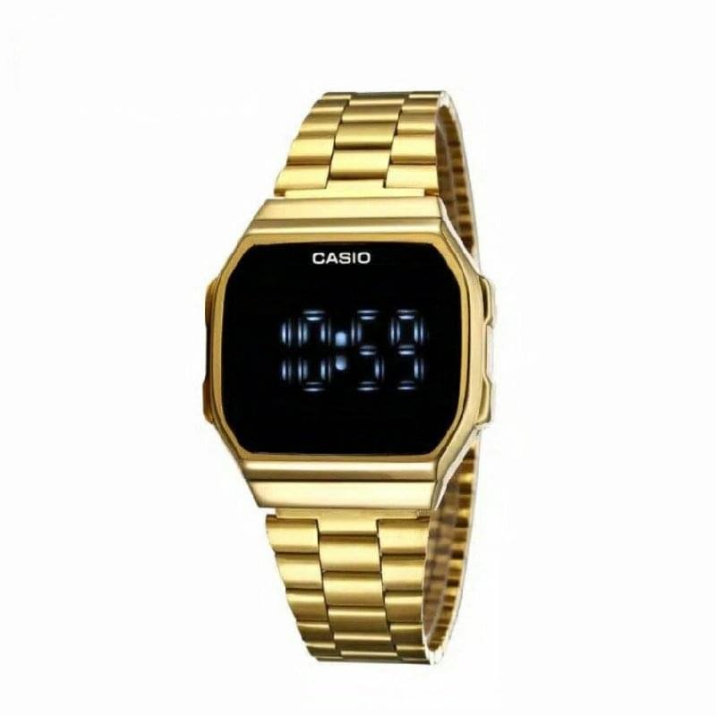 Casio A168 Touch gold-tone stainless steel digital watch