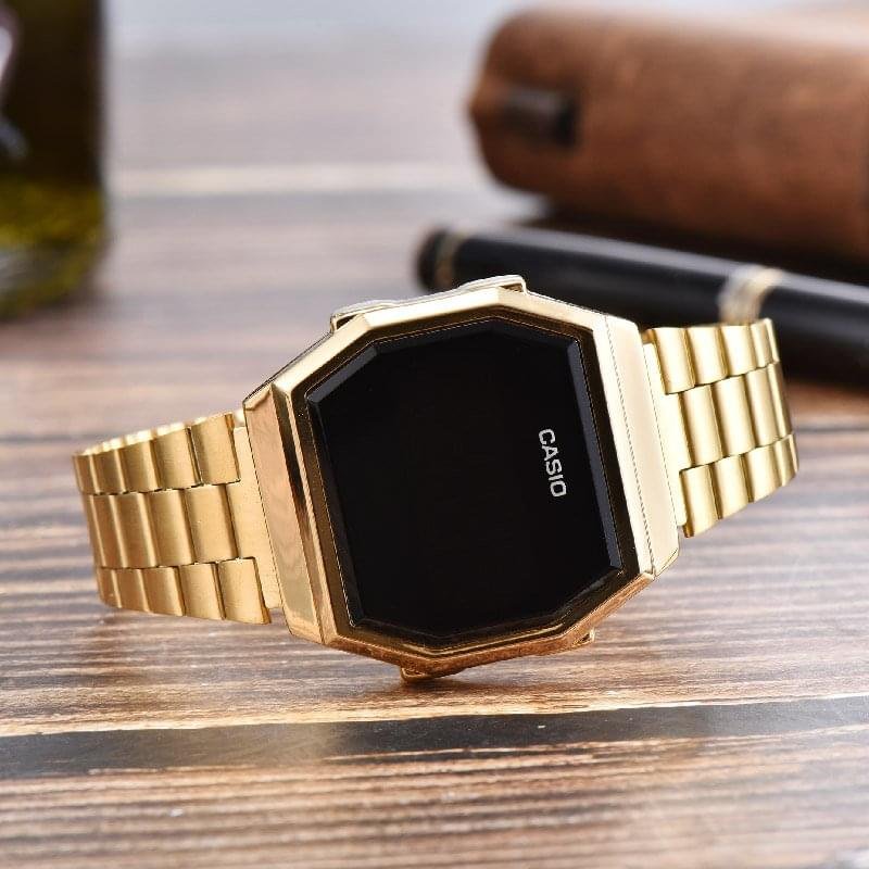 Casio A168 Touch gold-tone stainless steel digital watch