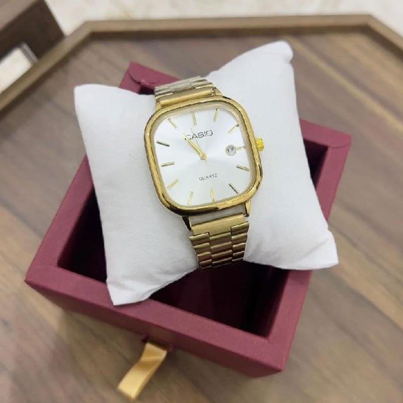 Casio Vintage Gold-White watch – unisex stainless steel timepiece with white dial