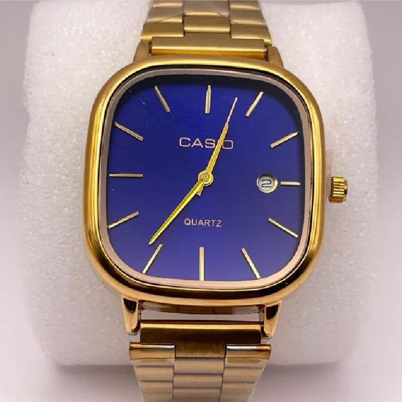 Casio Vintage Gold watch with blue dial – classic unisex stainless-steel timepiece for everyday style
