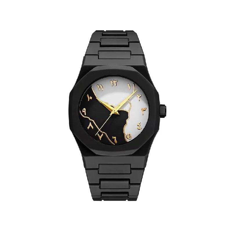 Valenzo Arabic Aura Quartz watch black dial with Arabic numerals, matte polycarbonate case